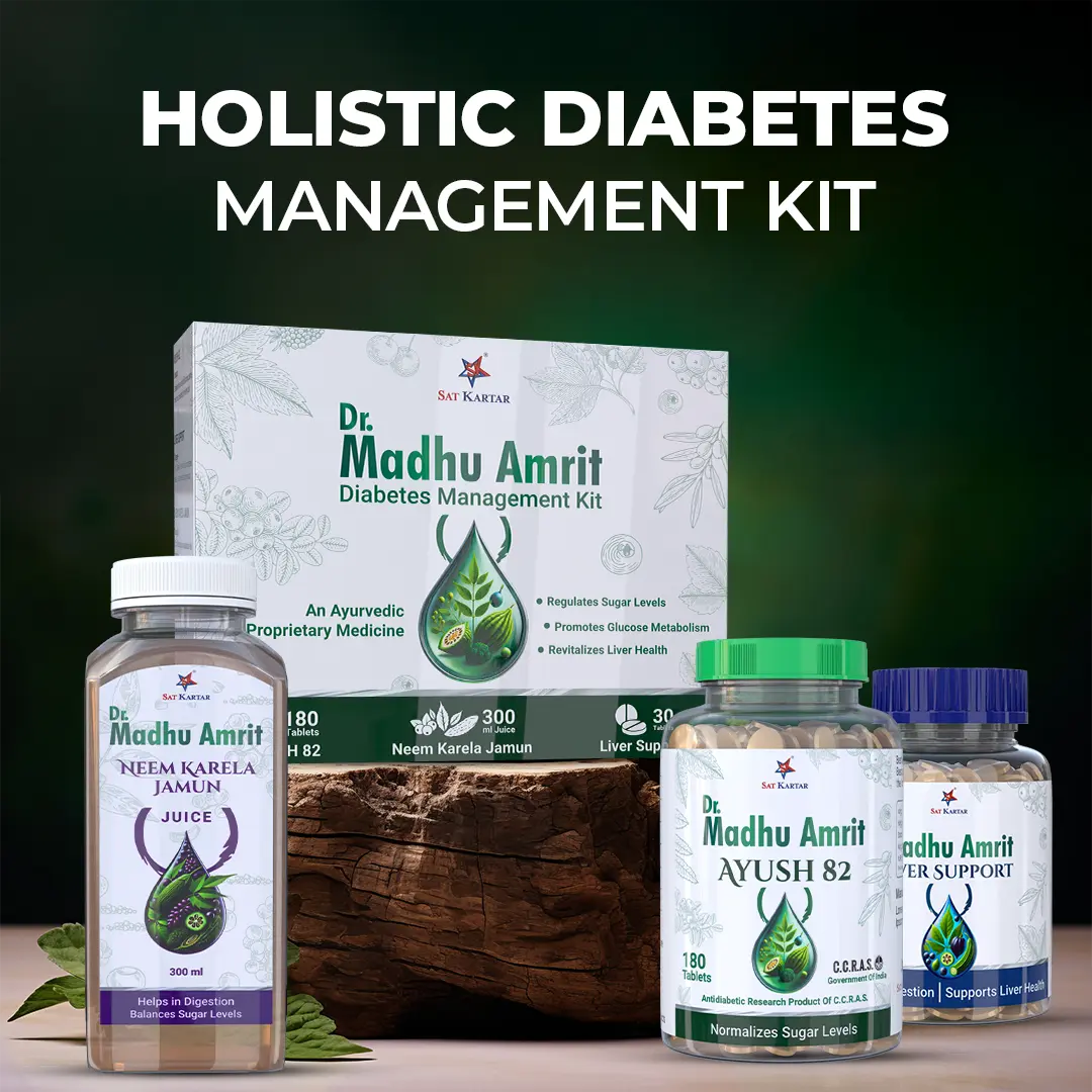 Dr. Madhu Amrit | Diabetes Management Ayurvedic Kit | Neem, Karela, Jamun Juice | Herbal Diabetes Tablets | Liver Support Tablets