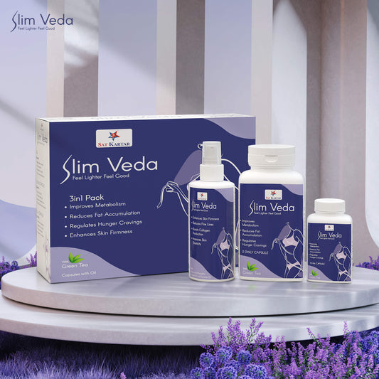 Slim Veda | Ayurvedic Medicine for Weight Loss for Female & Male | Ayurvedic Weight Loss Capsules & Oil | Improves Gut Health | Burns Fat | Tighten Loose Skin | Improves Metabolism