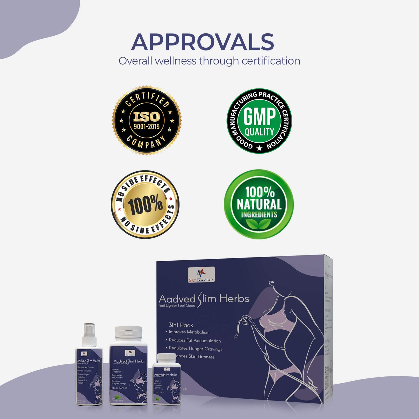 Aadved Slim Herbs | Ayurvedic Weight loss Supplement | Oil & Capsule Kit | For Man & Women