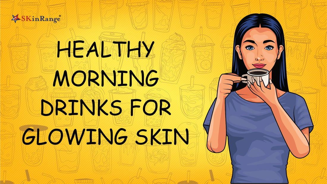 A women is standing enjoying her morning drinks for glowing skin