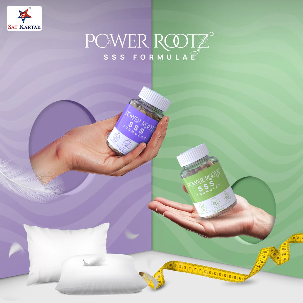 Power Rootz SSS Formulae | 3-in-1 Weight Loss Formula | Ayurvedic Capsules & Tablets For Weight Loss, Stress & Sleep Management | For Men & Women