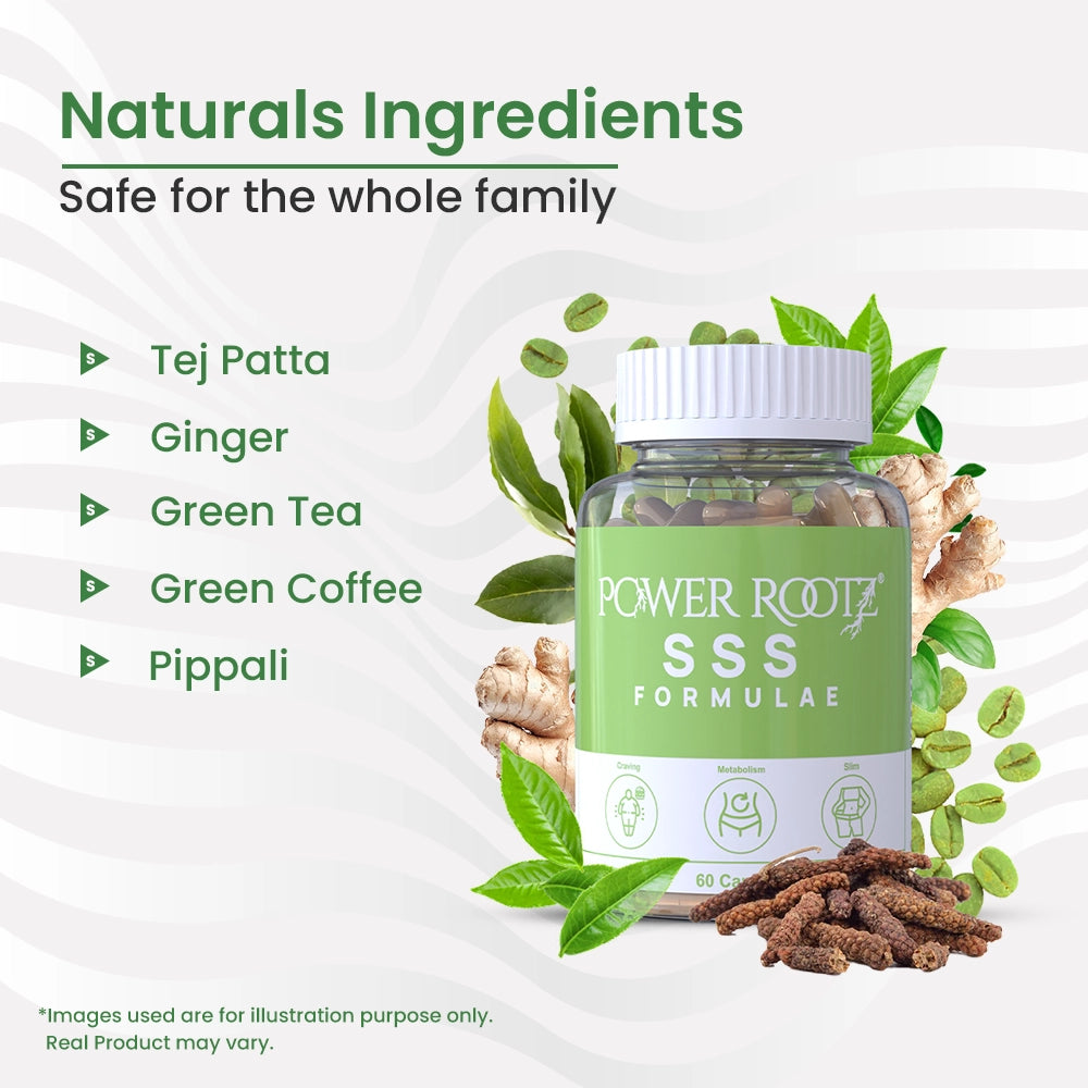 Power Rootz SSS Formulae | 3-in-1 Weight Loss Formula | Ayurvedic Capsules & Tablets For Weight Loss, Stress & Sleep Management | For Man & Women