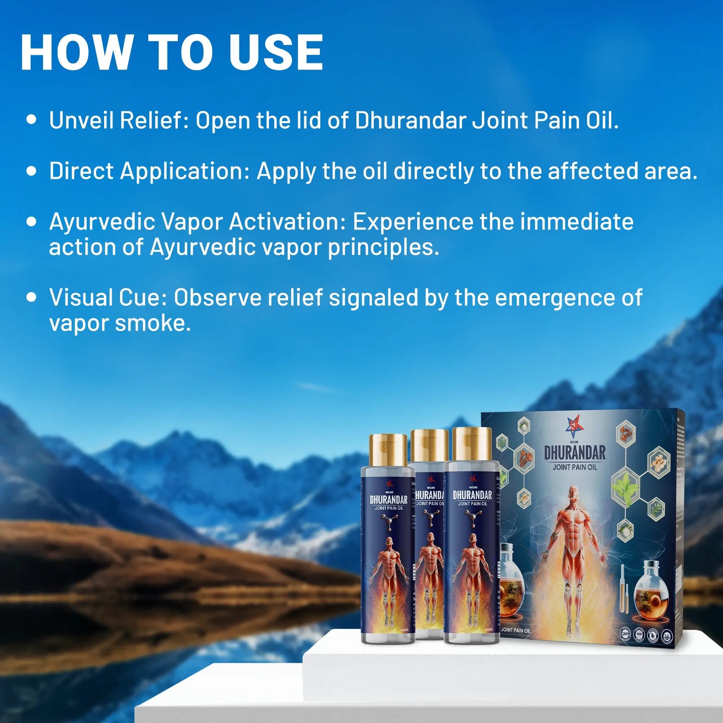 Dhurandar Oil with Unique Vapor Principal for Instant Pain Relief | Knee Joint Pain Treatment Ayurvedic | Works for Joint and Muscle Pain Relief and Ligament Support