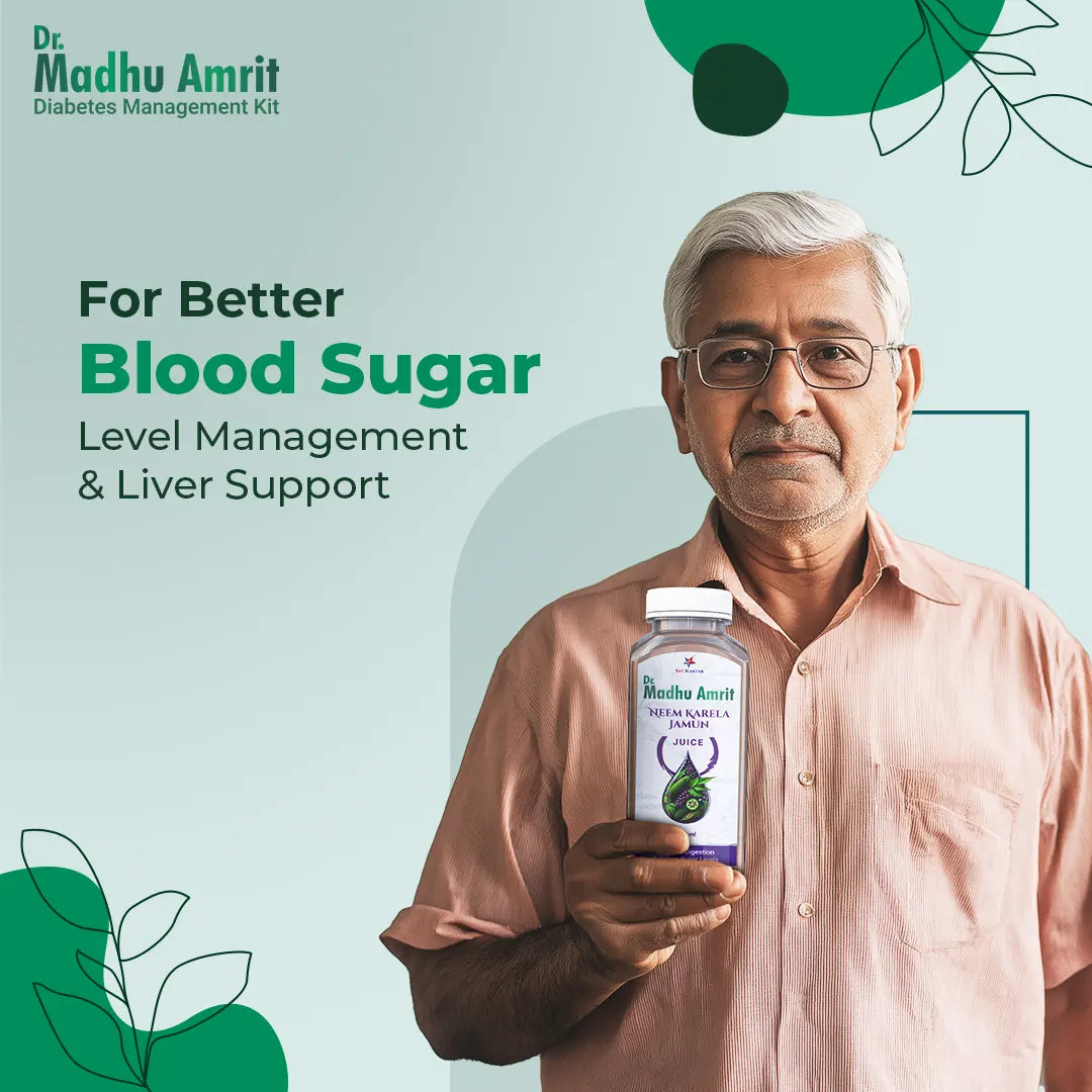 Dr. Madhu Amrit Diabetes Management Kit | Neem, Karela, Jamun Juice | Herbal Diabetes Tablets | Liver Support Tablets