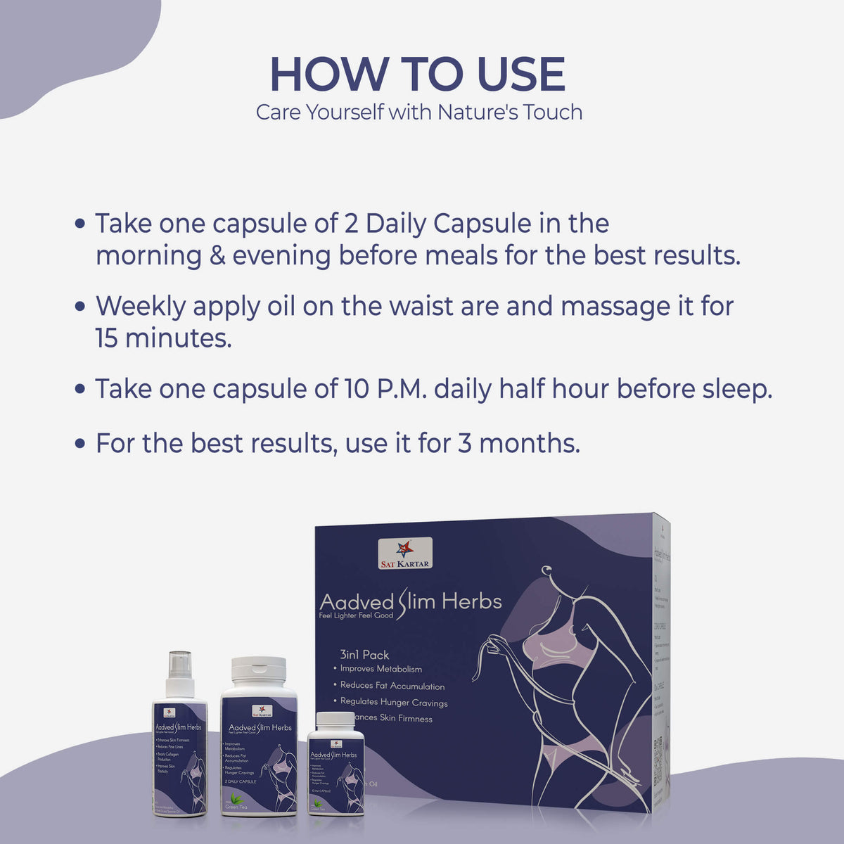 आदवेद स्लिम हर्ब्स | वजन घटाने के लिए आयुर्वेदिक तेल और कैप्सूल किट | पुरुषों और महिलाओं के लिए मोटापा कम करने हेतु