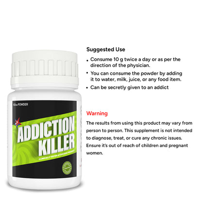 Addiction Killer | Ayurvedic Powder to Stop Drinking Alcohol | Anti-smoking Supplement | Quit Heroin, Opium & Drugs