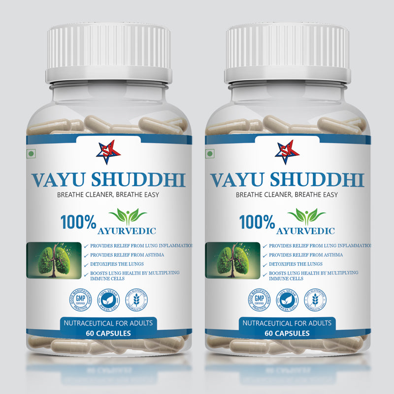 Vayu Shuddhi Capsules for Clear Breathing | For Lungs Detox, Asthma | Dilates Windpipe | Helps with Respiratory Issues like Running Nose, Hoarse Voice, Cold, & Cough
